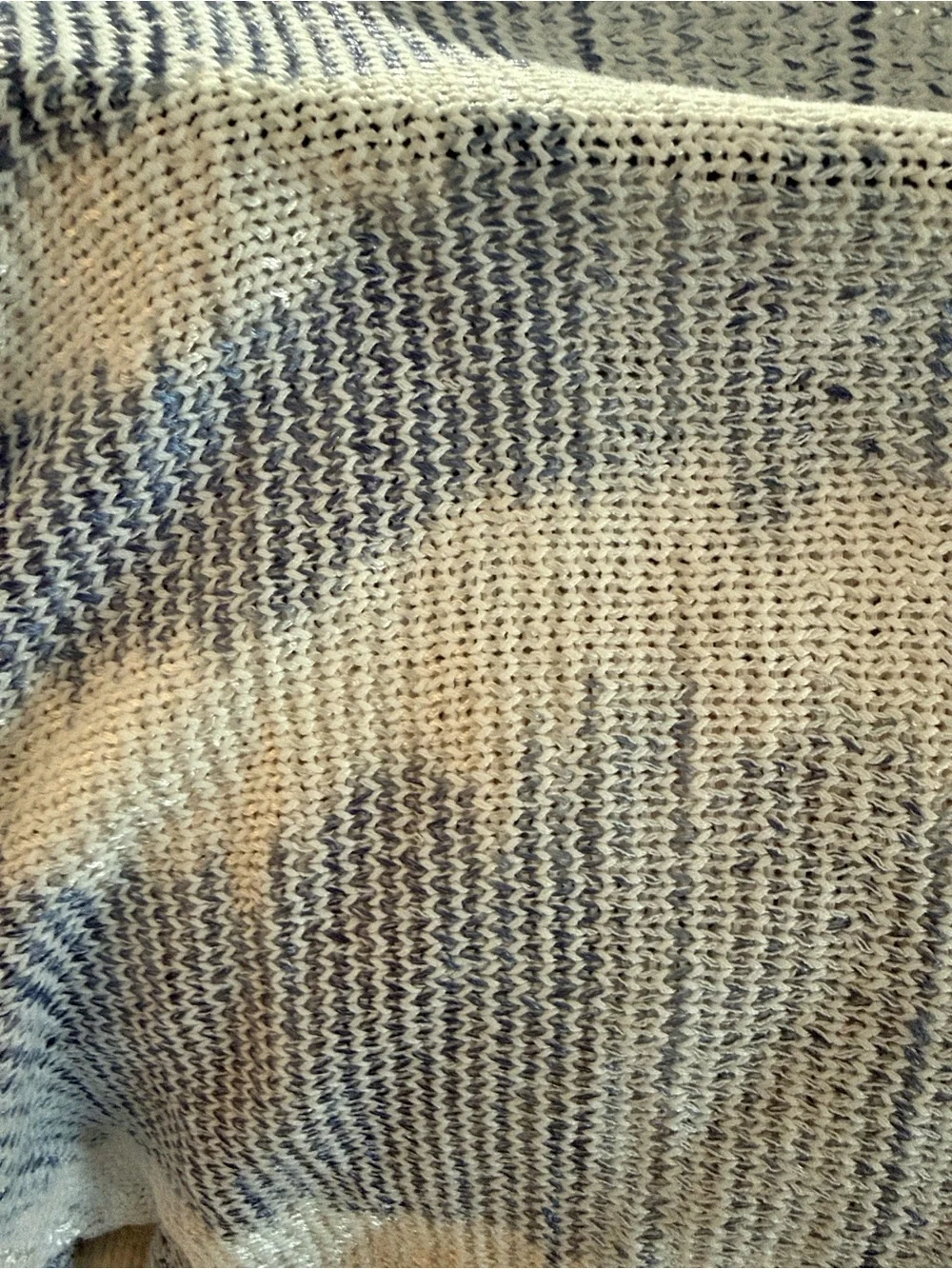 Sioni Blue and White Striped Scoop Neck Sweater - Lightweight